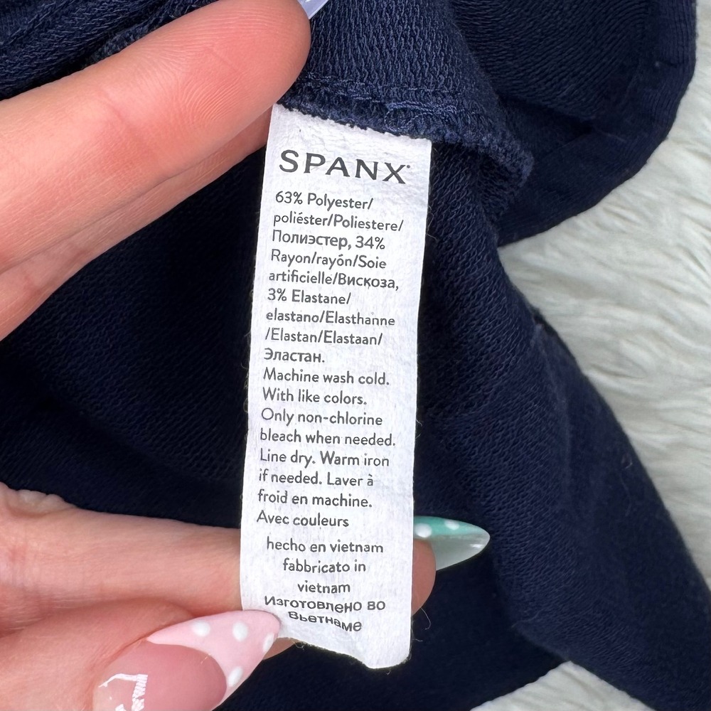 Spanx Perfect Length Doman Sleeve Crew Neck Oversized Sweatshirt Medium Navy - Picture 4 of 9